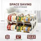 FIFO Countertop Mini Can Tracker Holds 30 Standard 10-24 Oz Can Sizes, White| Stackable & Adjustable Can Organizer for Pantry, USA Made, White - size: 1 Pack, style: 30 can