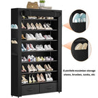 OYREL Tall Shoe Rack Dustproof Cabinet Large Capacity 8 Tier Shoe Organizer,32-40 Pairs of Shoes - size: 8Tier with 2bins Black