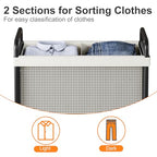 WOWLIVE Laundry Hamper 2 Section, 100L Rolling Laundry Basket with wheels and Removable Liner Bag, Double Laundry Sorter with Metal Handle, Clothes Hamper for Laundry Room, Bathroom and Dorm, Beige - size: 2-Section