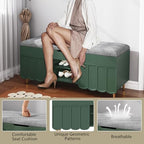 3More 40" Entryway Shoe Storage Bench,Upholstered Hidden Space Beneath Seat Cushion Bench,2-Tier Unique Geometric Shape with Wood Grain,Green - color: Green
