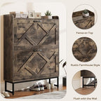 Nicetree Shoe Cabinet with 2 Flip Drawers, Freestanding Shoe Storage Cabinet with Metal Legs, Farmhouse Shoe Organizer for Entryway, Foyer, Hallway - color: Chestnut, style: 2-Drawers