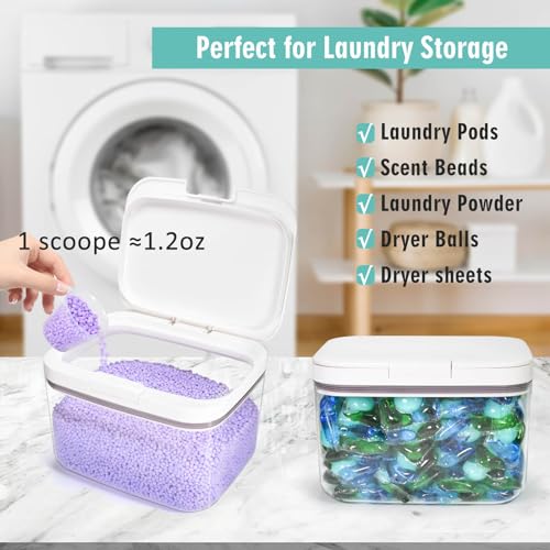 Pensino Laundry Pods Container Holder with Lid, Laundry Room Storage Container for Detergent Pods Laundry Powder Scent Booster Container with Scoop - size: 2.8L