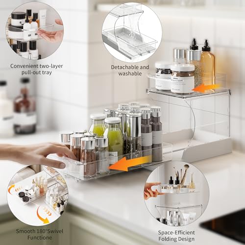 Attelite Makeup Organizer 2-Tier Makeup Storage Cosmetics Organizer with 180° Rotating Design Sturdy durable Versatile Perfume Vanity Organizer for Countertops, Bathrooms, Office Supplies,and Dressers - size: 1 pack