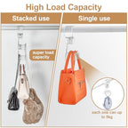 Cozcty Purse Hanger Closet, 2 Pack Clear Purse Organizer for Closet, Heavy Duty Bag Holder with 6 Hooks, Space Saving Hanging Bag Organizers and Storage for Handbags, Totes