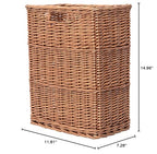 Storage Basket, 20L Slim Wicker Laundry Basket for Bedroom, Bathroom - Brown