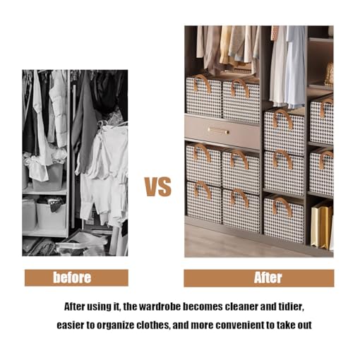 4PCS Foldable Storage Box with Lid - Extra Large Fabric Closet Organizer for Clothes, 18.5x11x7.9 Inch Canvas Bin, Collapsible Design for Bedroom, Shelf, Closet, Underbed (Black & White)