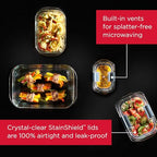 Rubbermaid Brilliance Glass Food Storage Containers, Assorted Sizes, Set of 9, BPA-Free, Leak-Proof, Clear - size: Assorted Sizes (18-Piece)