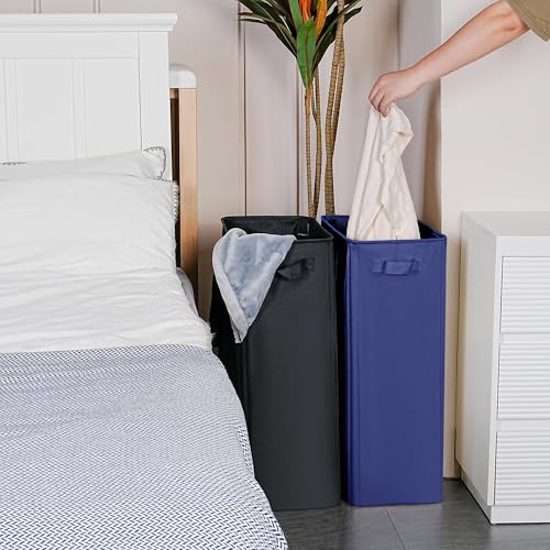 efluky Slim Laundry Basket, Narrow Laundry Hamper with Handles, Collapsible Dirty Clothes Hamper, Tall Laundry Bin for Laundry Room, Dorm and Bedroom, 12.7 Gallons(75L) Blue - color: Blue, size: 75L without Lid