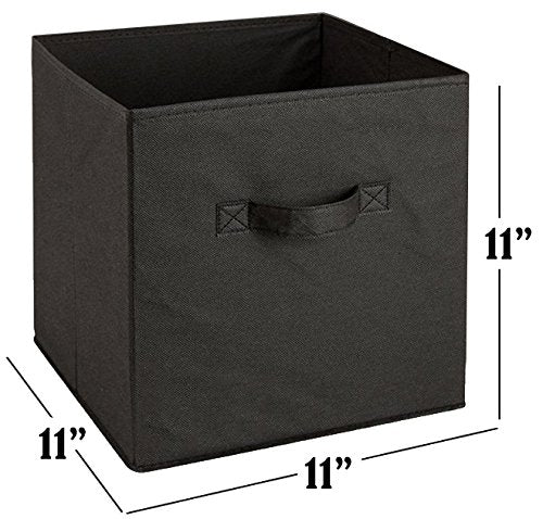 Handy Laundry Foldable Cube Storage Bins - 6 Pack - Decorative Fabric Storage Cubes are Collapsible & Great Organizer for Shelf, Closet or Underbed. Convenient for Clothes or Kids Toy Storage (Black) - color: Black