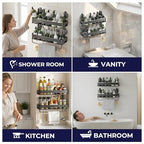 ONXE Shower Caddy Suction Cup,2 Pack Extra-Strong Suction Shower Shelves,No Drilling Rustproof Organizer for Bathroom,Kitchen,Home Decor,Reusable Bathroom Storage with Large Capacity(15.7 inch) - size: 15.7 inch-With bar