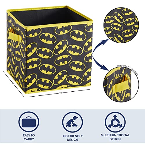 Batman Collapsible Storage Cubes – Set of 2 Foldable Fabric Bins for Kids – Organizer Boxes with Iconic Logo – Closet & Toy Storage – Black Superhero Cube Containers - color: Batman
