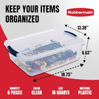 Rubbermaid Cleverstore 17 Qt Clear Storage Bins with Lids, 6-Pack, Stackable, BPA-Free, Made in USA - size: 17 Qt – 6 Pack