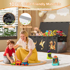 Extra Large Toy Box Chest, Collapsible Sturdy Toy Storage Organizer Boxes Bins Baskets Dinosaur Kids Toy Chest Bin with Lids for Boys Girls Living Room Playroom Bedroom Nursery 41"x14"x16" Black - color: Black－3