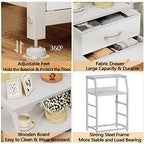 Furnulem White Nightstand with 3 Drawers and 2-Tier Shelf, Small Night Stand End Table Side Furniture, Fabric Storage Organizer for Bedroom, Closet, Hallway, Nursery, Sturdy Steel Frame, Wood Top - color: White, style: 3 Drawers