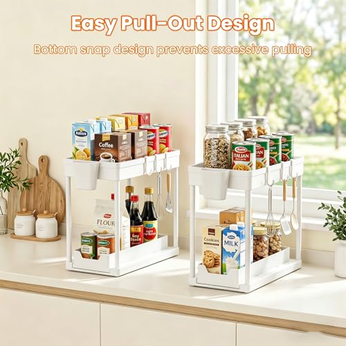 Under The Sink Organizer, 2 Tier Sliding Under Kitchen Sink Organizer, Multi-Use Pull Out Cabinet Organizer for Countertop, Bathroom, Pantry & Office Organization (White(1 pack)) - color: White(1 pack)