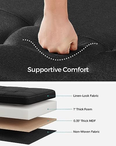SONGMICS Storage Ottoman Bench, Foldable Foot Rest with Legs, 15 x 43 x 15.7 Inches, End of Bed Bench, Storage Chest, Load up to 660 lb, for Living Room, Bedroom, Entryway, Ink Black ULSF018B01 - color: Ink Black, size: 15"D x 43"W x 15.7"H