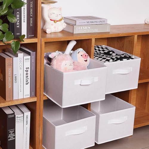 BOMKEE Clothings Collapsible Storage Bins, Foldable Organizers and Storage Baskets Cube Storage Bin for Bedroom Living Room (4 Pack) (White, 15.4x11.4x7.9inch) - color: White, size: 15.4x11.4x7.9inch