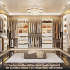 Aheaplus Closet System, 6-15Ft Closet Organizer with 8 Wooden Drawers, Wood Closet Organizer System with Tower, Walk-in Closet Organizer Wardrobe Clothes Rack with 4 Hanging Rods, Garment Rack, White - color: White