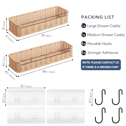 GRANNY SAYS Shower Caddy Hanging, 2 Pack Bathroom Shelves for Shower, Waterproof Shower Shelf for Inside Shower, Shower Shelves for Organization and Storage, Wicker Shower Rack for Home Decor, Natural - color: Natural, size: Rectangular