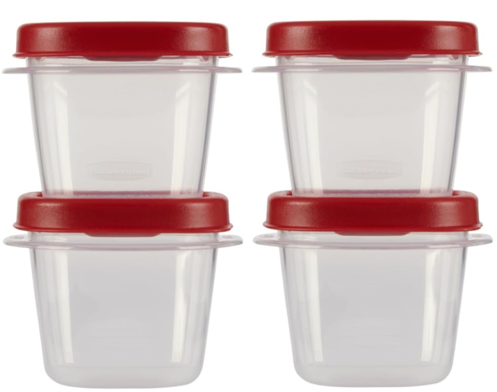 Food Storage Containers, Half Cup Food Storage Containers, 9 Peice Set, Easy Find Lids, 4 Containers, 4 Lids Chalk Pen And Chalk Labels - color: Red, size: Half Cup Pack of 4