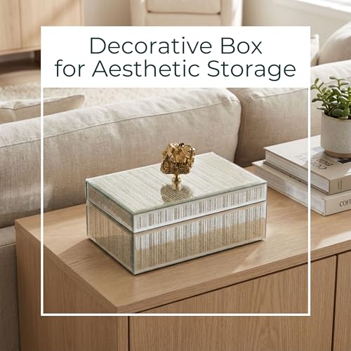 Decorative Storage Box for Home Decor – Modern Jewelry Box with Lid and Statement Handle for Living Room, Bathroom, or Office Display – Stylish Accent Organizer for Gifts or Keepsakes – 5" White