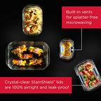 Rubbermaid Brilliance Glass Food Storage set of 4 containers 8 total pieces (4 containers + 4 lids) for Lunch Meal Prep and Leftovers Dishwasher and Oven Safe Clear/Grey - size: Assorted Sizes (8-Piece)