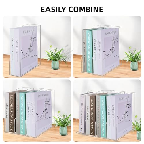 Clear Acrylic Magazine Rack, Vertical File Holder, Desk Organizer Storage Stand for Office, 4 Pack - color: Clear4