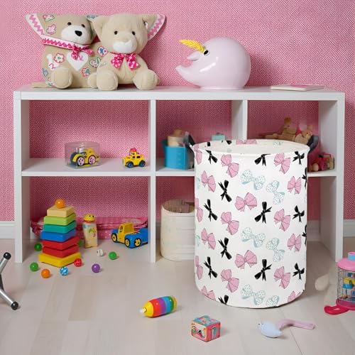 Butterfly Baby Laundry Basket Baby Hamper for Nursery Girl Kids Butterfly Hamper Cute Kids Toys Storage Bin Organizer Butterfly Room Decor for Home(Bowknot) - color: Bowknot