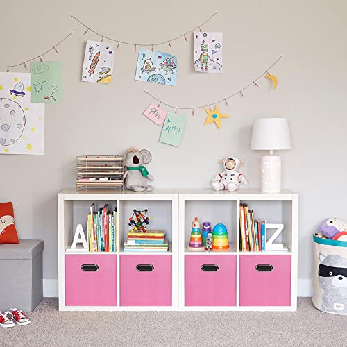 STOREONE Fabric Storage Bins Cubes Baskets Containers-(11X11X11) with Dual Handles for Shelf Closet, Nursery Home ， Bedroom Organizers, Foldable Set of 3 (Pink) - color: Pink, size: 3 pack