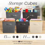 Reli. 11 Inch Cube Storage Bins (4 Pack) | Cube Organizer Bins | 11x11 Fabric Storage Boxes | Collapsible, Foldable Fabric Cubby Box (Square) | Kids Room Organization (Black)