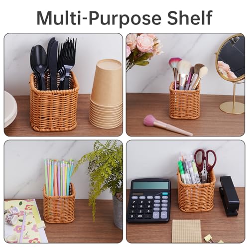NiHome Remote Caddy, Bedside Remote Control Holder, Synthetic Rattan Organizer for TV Remotes, Makeup Brushes & Office Supplies, Stylish Remote Holder for Table, Living Room, Bedroom & Office