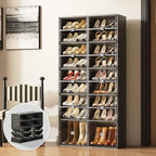 Vipbox Shoe Rack Organizer Cabinet for Closet Entryway,Clear Shoe Storage Boxes Stackable Sneaker Storage with Door Easy Assembly Black Shoe Cabinet with Lids Large 9 Tiers 36 Pairs - size: 9 Tiers 36 Pairs