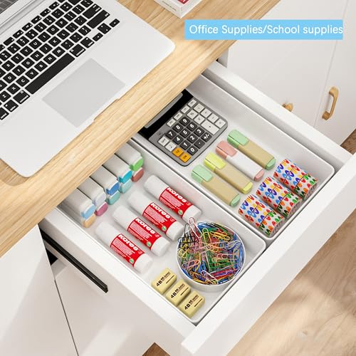 3 Pack White Large Size Plastic Drawer Organizer Tray Cutlery Utensil Makeups Drawer Organizers 15" X 6" - size: 3 Pack 15"x6" White Plastic