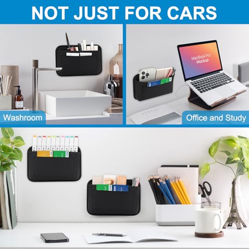 Accmor 2pcs Universal Car Side Pocket Organizer, PU Leather Car Pocket Pouch Cell Phone Sunglasses Holder Organizer Accessories for Car Seat, Door, Window, Console