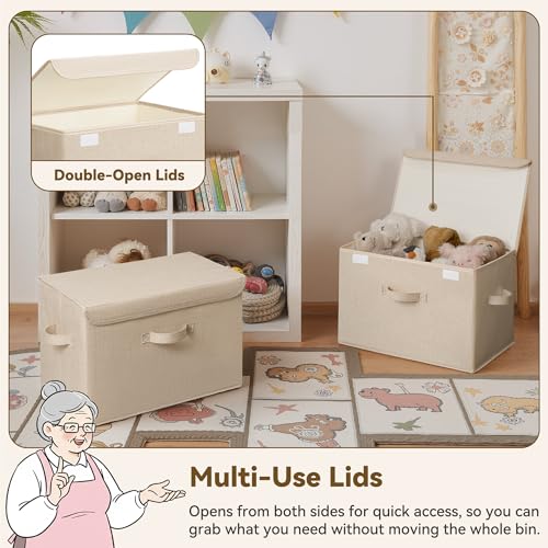 GRANNY SAYS Closet Storage Bins, Decorative Storage Boxes with Lids, Clothes Organizing Bins, Lidded Baskets for Toys, Clothing, Extra Large, Khaki, 2-Pack - color: Khaki, size: Extra Large-2 Pack