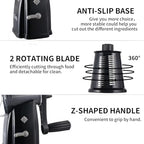 Upgrade Rotary Cheese Grater Shredder with Handle, Strong Suction Base, Multi-purpose Rotary Grater Slicer with 5 Interchangeable Blades for Ice, Vegetables, Fruit, Nuts with Blade Storage Box - color: Black