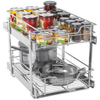 ZOINLIY Pull Out Cabinet Organizer, Versatile Slide Out Kitchen Organizers and Storage,Heavy Duty Drawer Cupboard Storage Basket, Smooth Sliding, Chrome Finish (2-Tiers-14¼''W×22“D) - size: 2-Tiers 14¼''W×22“D