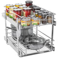 ZOINLIY Pull Out Cabinet Organizer, Versatile Slide Out Kitchen Organizers and Storage,Heavy Duty Drawer Cupboard Storage Basket, Smooth Sliding, Chrome Finish (2-Tiers-14¼''W×22“D) - size: 2-Tiers 14¼''W×22“D