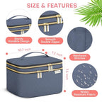 HXLGMD Large Makeup Bag with Mirror Double Layer Travel Make Up Organizer Case, Large Capacity Coemetic with Brush Slot Divider, Travel Toiletry Bag for Women (Aegean Blue) - color: Aegean Blue