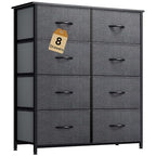 YITAHOME Dresser for Bedroom, Double Dresser with 8 Drawers, Storage Tower with Fabric Bins, Chest of Drawers for Closet & Living Room (Black Wood Grain) - color: Black Wood Grain, style: 8-Drawer