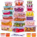 RockBerry 46 PCS Food Storage Containers with Lids Airtight- Plastic Container for Pantry Kitchen Organization-Microwave Dishwasher,Freezer Safe 100% Leak Proof (23 Stackable Boxes-23 Lids) - color: 46Pcs
