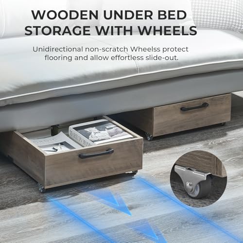 TIOPGHAD Under Bed Storage with Wheels, 2-Pack Under Bed Shoe Storage Organizer Drawer, Composite Wood Particleboard Organizer for Shoes Clothes Containers in Bedroom for Clothes,Shoes(Brownish-Gray) - color: Brownish-Gray