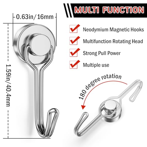 FINDMAG Magnetic Hooks, 30lbs+ Strong Magnetic Hooks for Refrigerator, 2026 Cruise Ship Essentials, Magnet Hooks Heavy Duty for Kitchen, Home, Classroom, Whiteboard, Beach Vacation (6 Pack, Silver) - color: Silver, size: 6Pack 30Lbs+