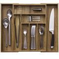 Kiasthome Acacia Wood Kitchen Silverware Drawer Organizer, Expandable Utensil Cutlery Drawer Organizer with Dividers, Flatware Organizer Silverware Tray for Spoon, Fork, 13''-21''x16.9'' (6-8 Slots) - size: 8 Slots Expandable