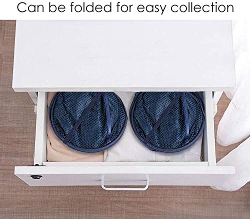 Larpur Popup Mesh Laundry Basket, Collapsible and Portable Clothes Washing Laundry Hamper with Reinforced Carry Handle (Blue*2) - color: 2*Blue
