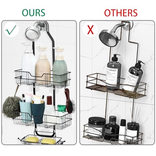 anyshwu Shower Caddy Hanging, White, Plastic, Unisex, 13 Inches Deep x 6 Inches Wide x 4 Inches High, Hanging Mount, Quick Dry, For Showers - size: Bathroom Organizer 2