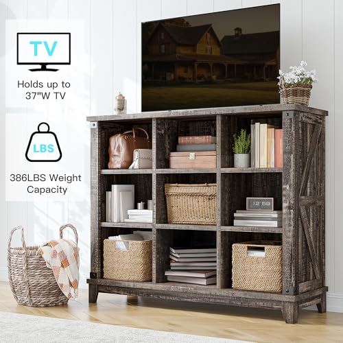 EnHomee 9 Cube Storage Organizer and Shelves, Cubby Storage Organizer, Bookshelves with Storage for Home and Bedroom, Black Oak - color: Black Oak, size: 9 cube