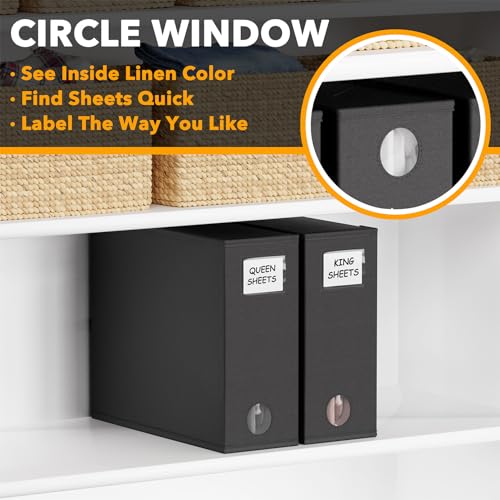 SpaceAid 2 Pack Bed Sheet Organizers and Storage, Foldable Sheet Organizer for Linen Closet, Sheets Set Folder Keeper with Window XL (Queen & King Size) Organizing Bedding Container, Black - color: Black, size: 2 Pack