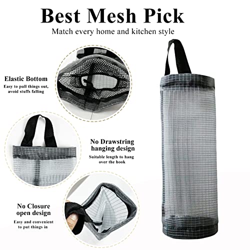 TOGETRUE Plastic Bag Holder, Mesh Grocery Bag Holder Hanging Storage Bag Dispenser (Dark Grey 2 Packs) - color: Dark Grey 2 Packs