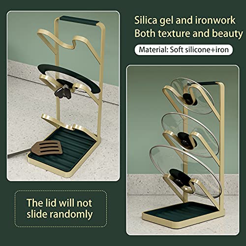 Lid Stand Lid Organizer Pot Lid Rack Holder for Utensils in Kitchen Cabinet Spatula Rack,Cutting Boards,Spoon Storage Gold - style: Erect